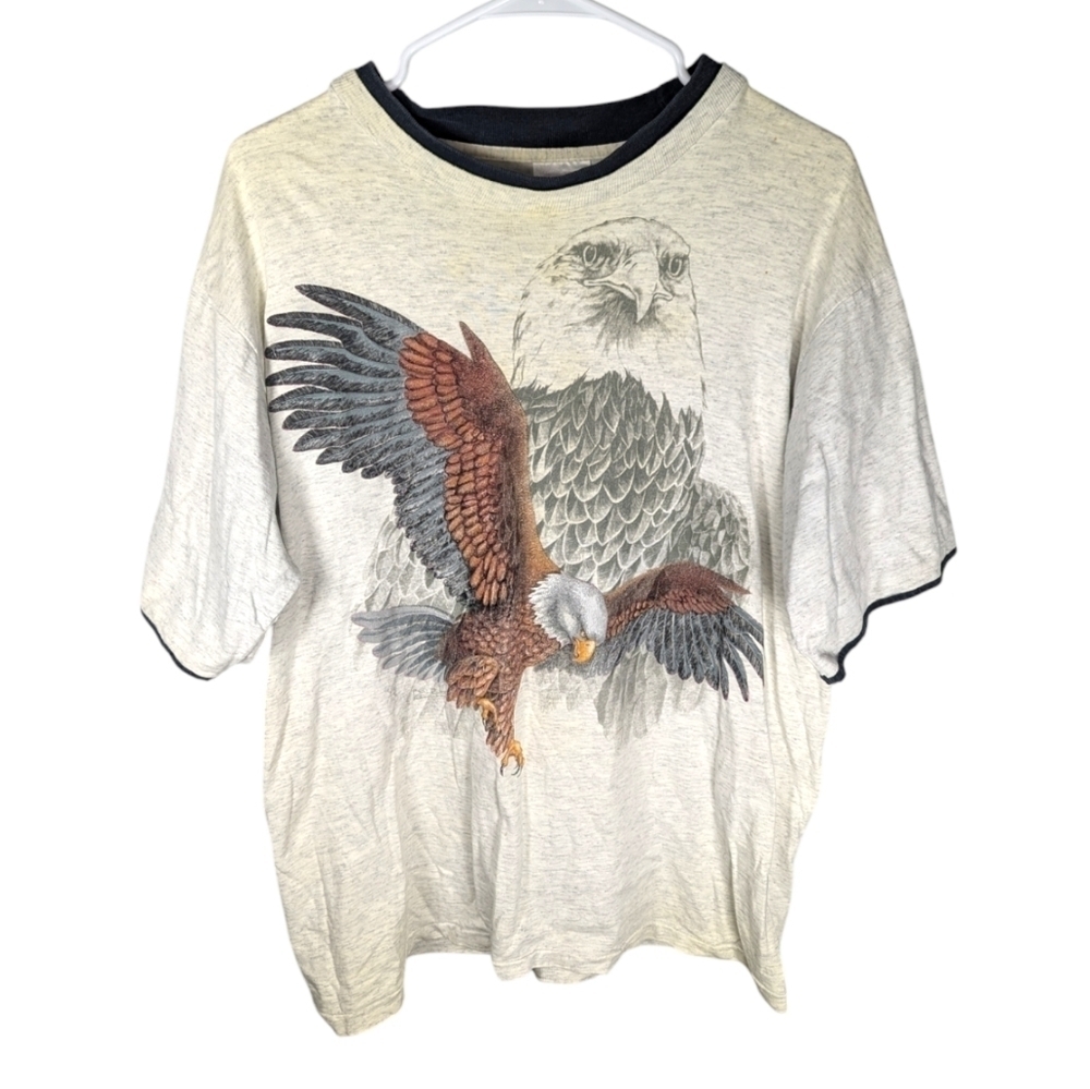 Vintage Hazelwoods Premium American Bald Eagle Nature Tshirt size men's Large